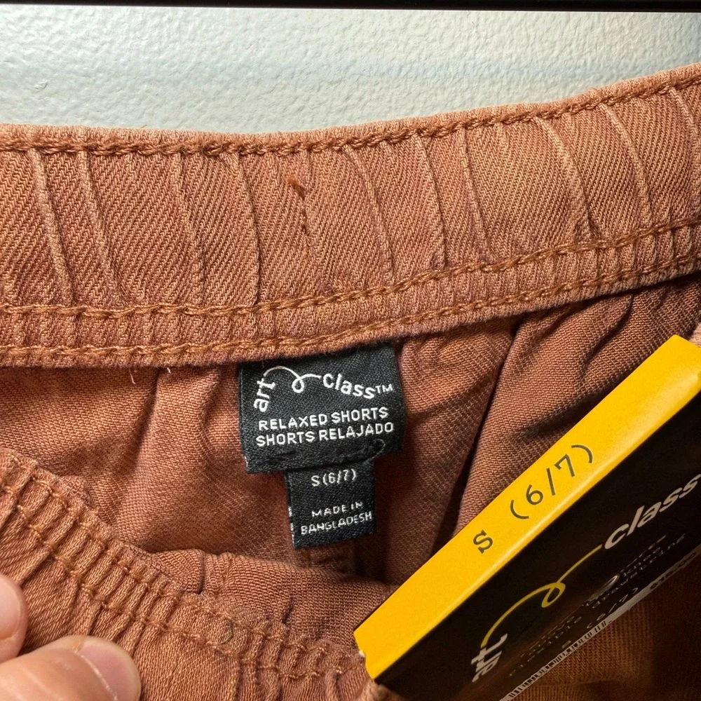 Art Class Boys Relaxed Shorts Rust Brown Elastic Drawstring Size Small 6/7 NWT